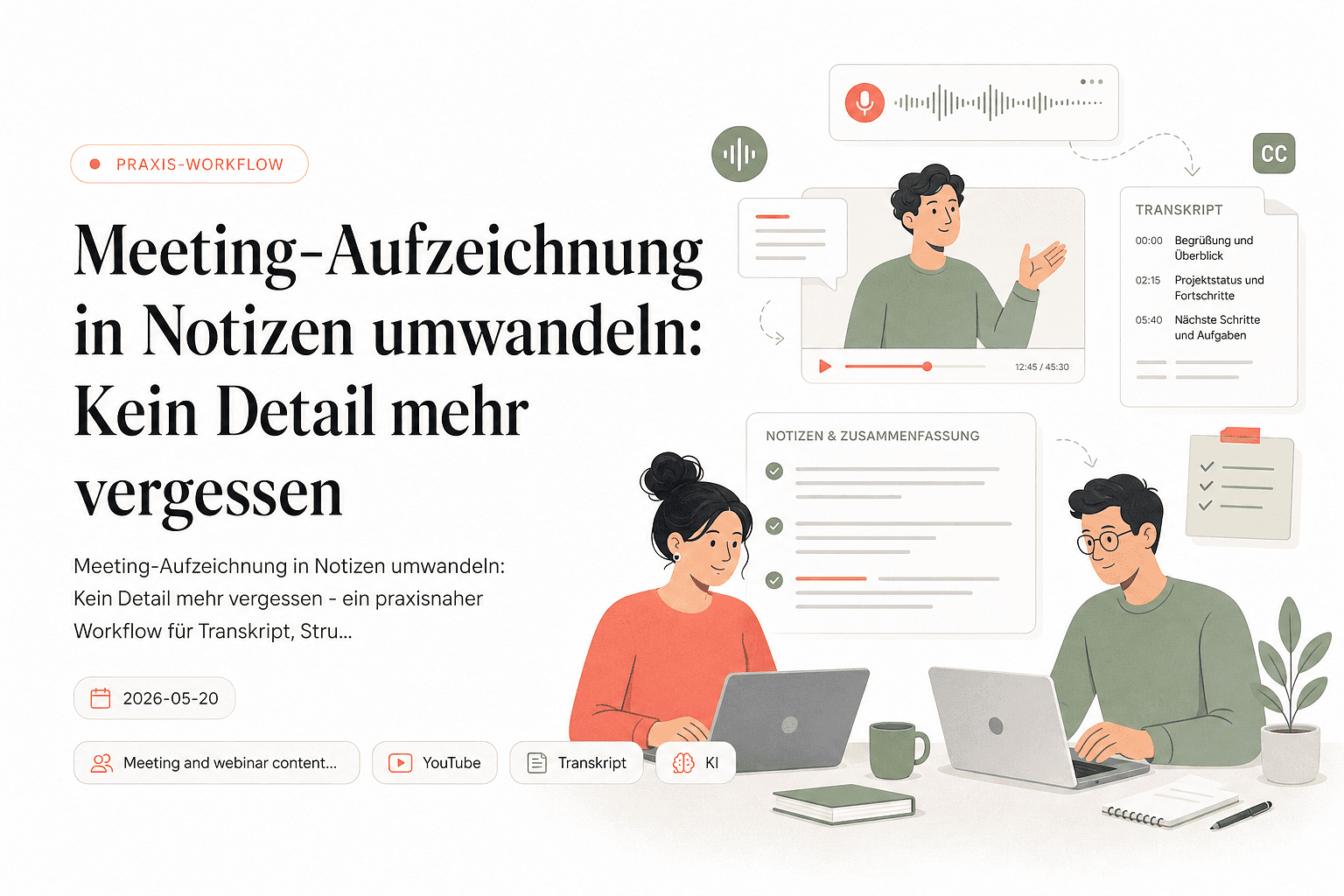 Meeting zu Notizen - Transkripe Blog Thumbnail