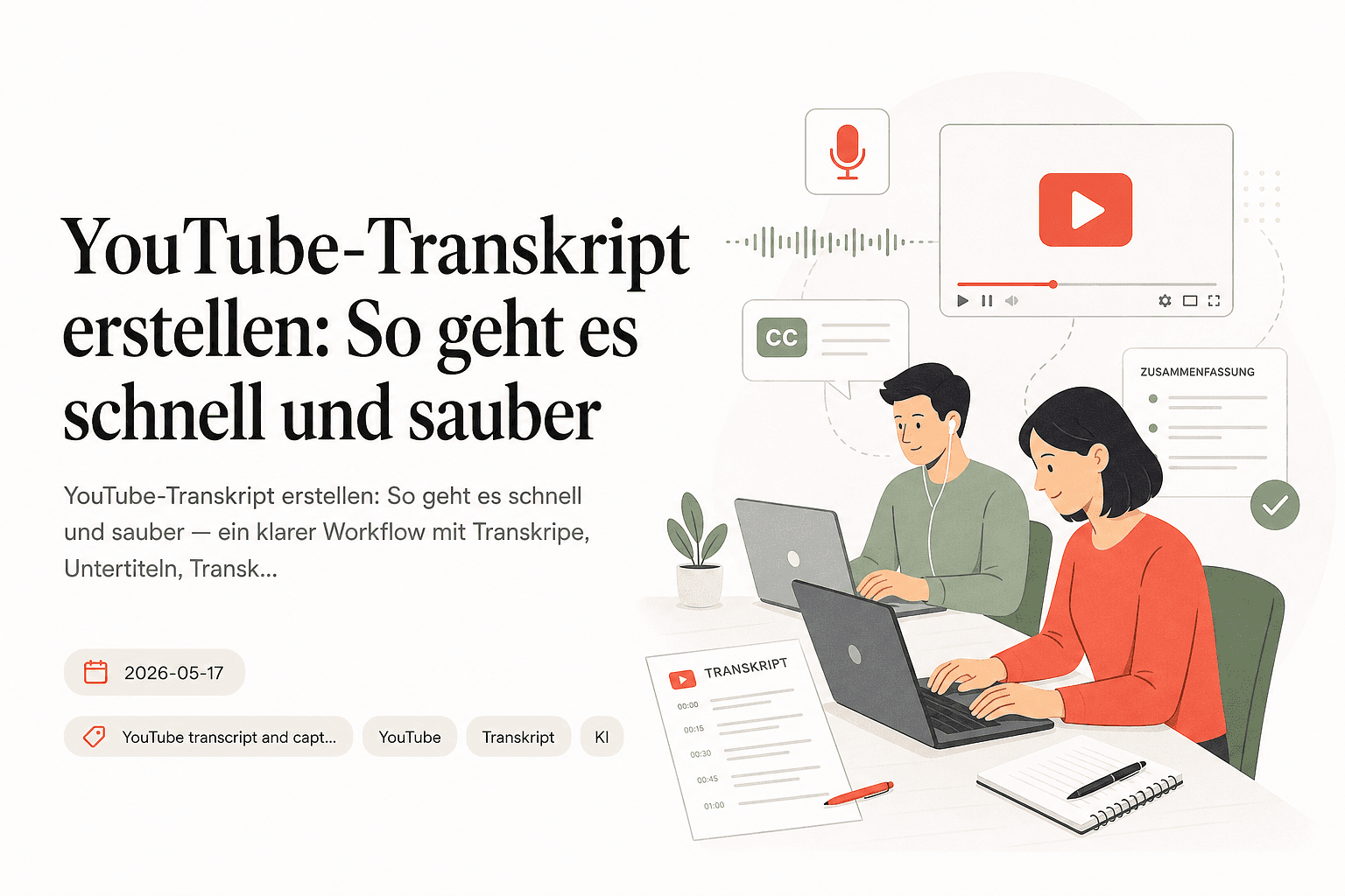 YouTube-Transkript erstellen - Transkripe Blog Thumbnail