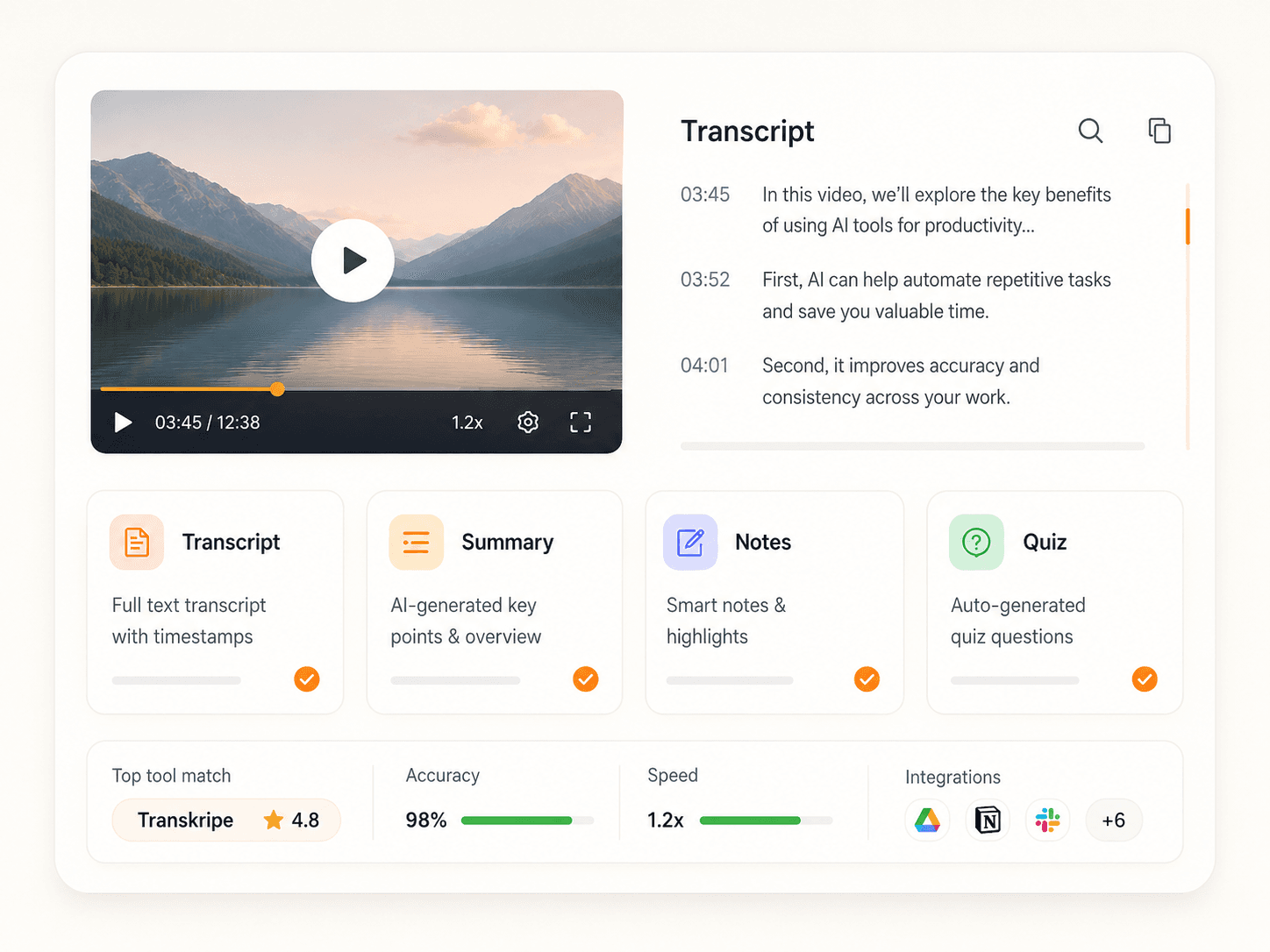 Transkripe comparison workspace preview