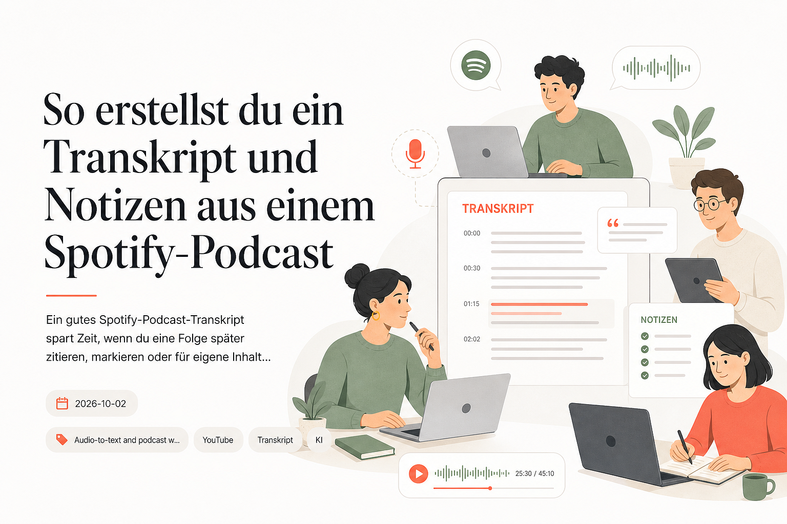 So erstellst du ein Transkript und Notizen aus einem Spotify-Podcast