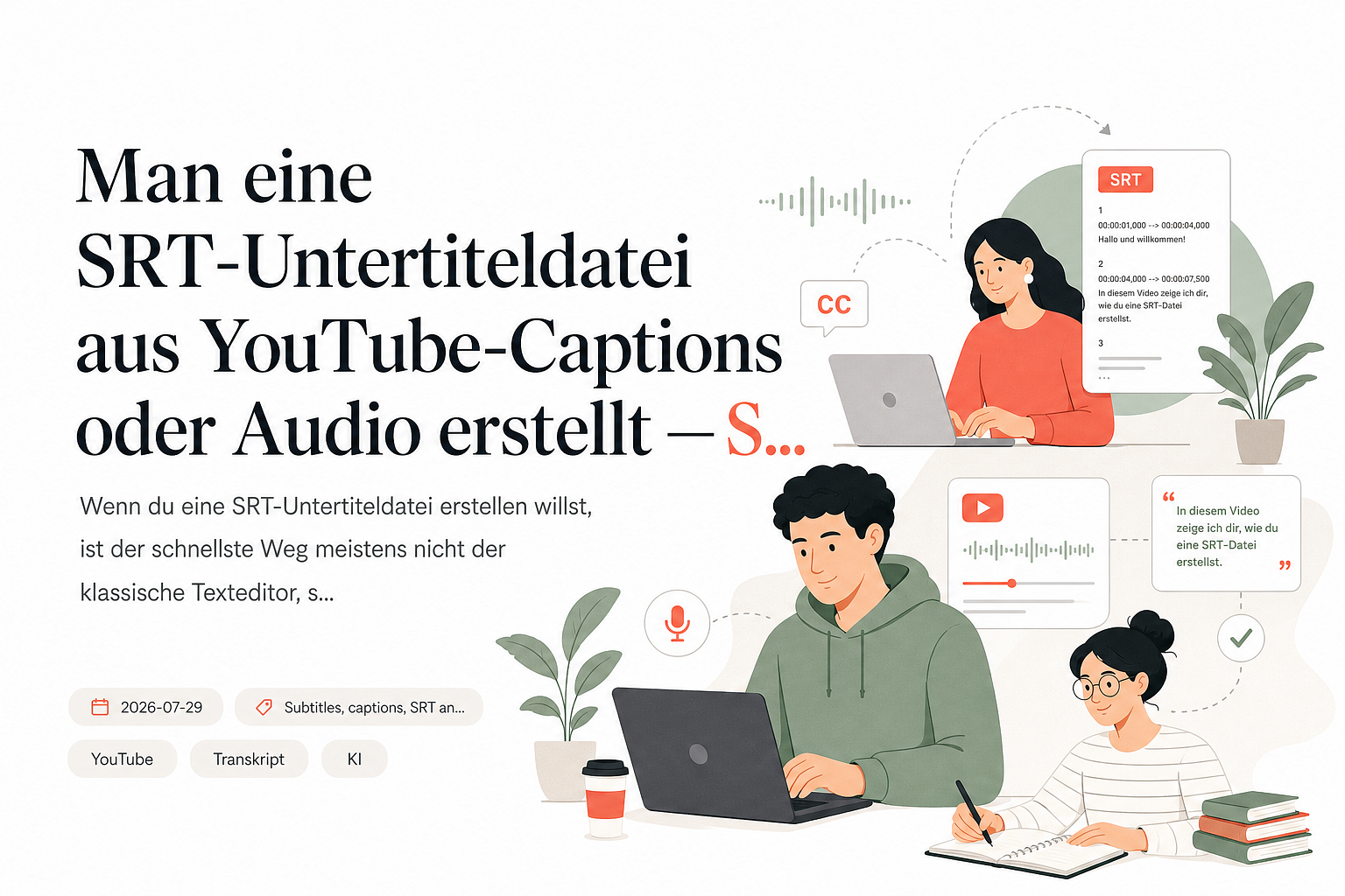 Man eine SRT-Untertiteldatei aus YouTube-Captions oder Audio erstellt — Schritt für Schritt