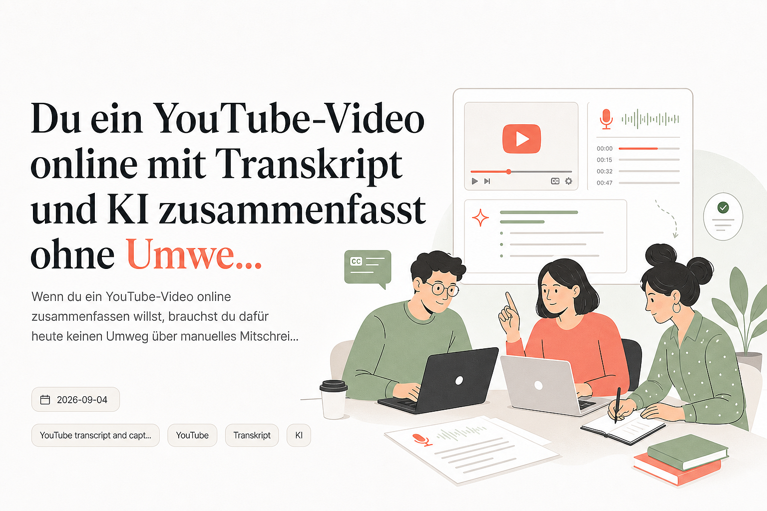 Du ein YouTube-Video online mit Transkript und KI zusammenfasst ohne Umwege