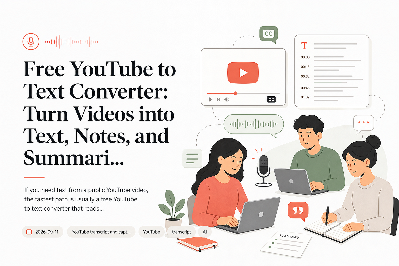 Free YouTube to Text Converter: Turn Videos into Text, Notes, and Summaries