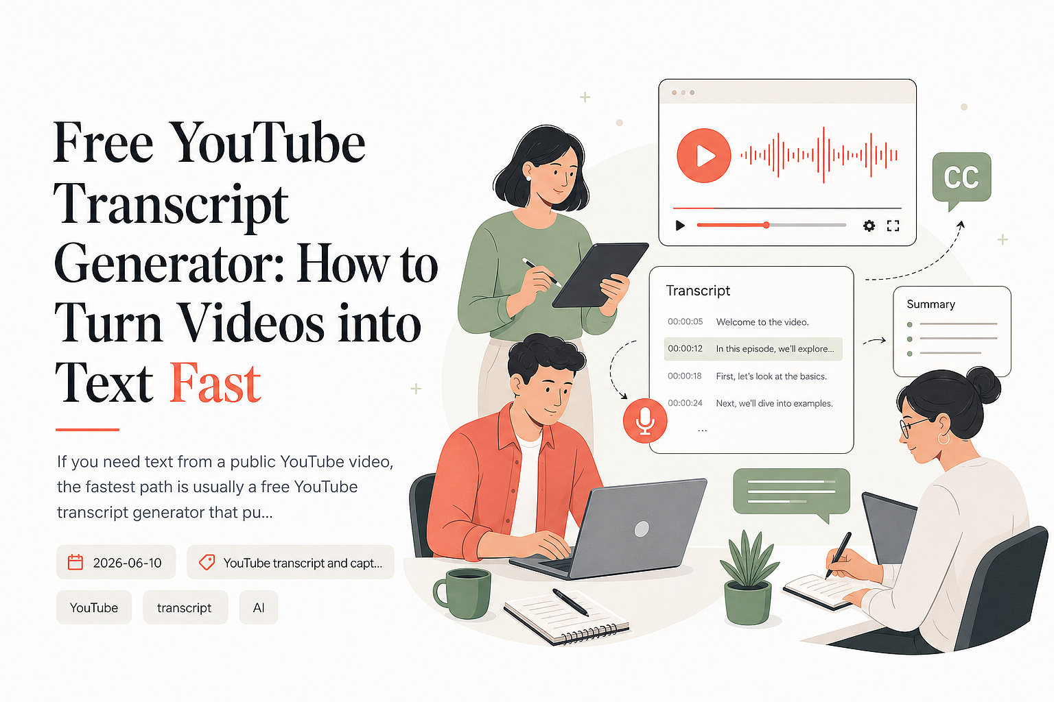 Free YouTube Transcript Generator: How to Turn Videos into Text Fast ...