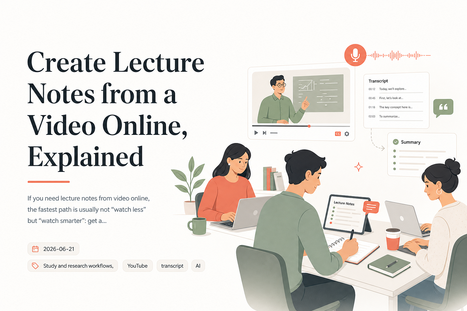Create Lecture Notes from a Video Online, Explained - Transkripe
